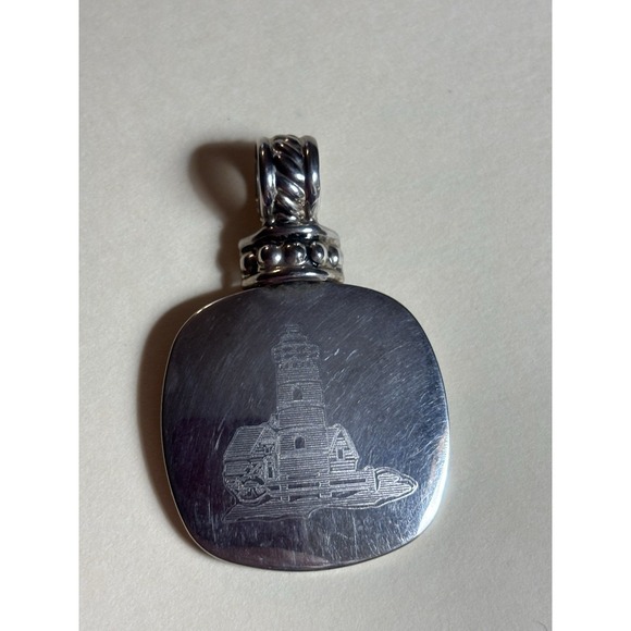 Best Brand Pendant Lighthouse Port Head Light Silver Tone Well Made 1" - Picture 2 of 4